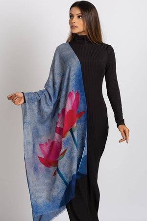 Lotus Blossom Fine Wool Shawl